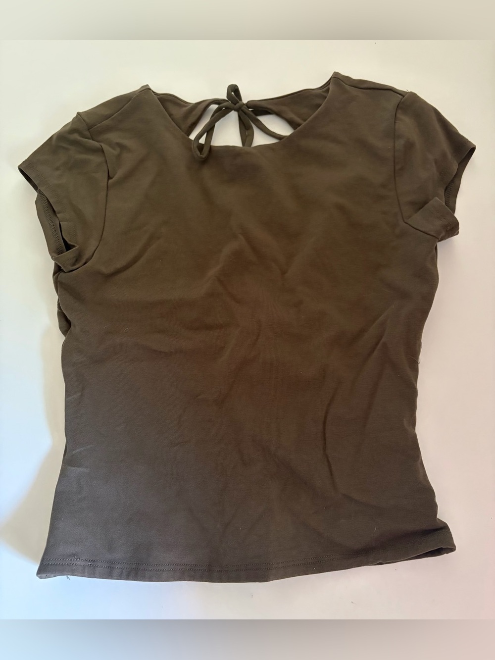 Garage Crew Neck Open Back Short Sleeve Top